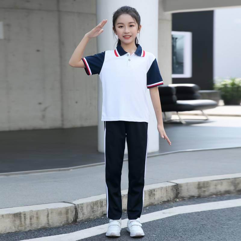 Summer Short Sleeve Student Uniform Set: High School Sportswear with Logo, Men's and Women's Two-Piece
