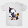 Men Black Print T-shirt Snoopy Chicago Sports No-Cut Transfer Paper Print Cotton Tshirt