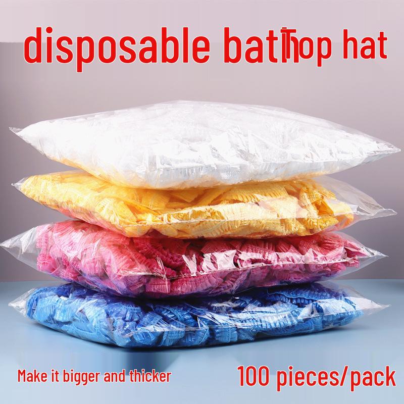 

Водонепроницаемая женская утолщенная и увеличенная шапочка для душа для защиты волос в отелях, салонах красоты, при химической завивке, окрашивании, масляных процедурах и во время купания. High Pressure Ear Cover [100 pcs] прозрачный