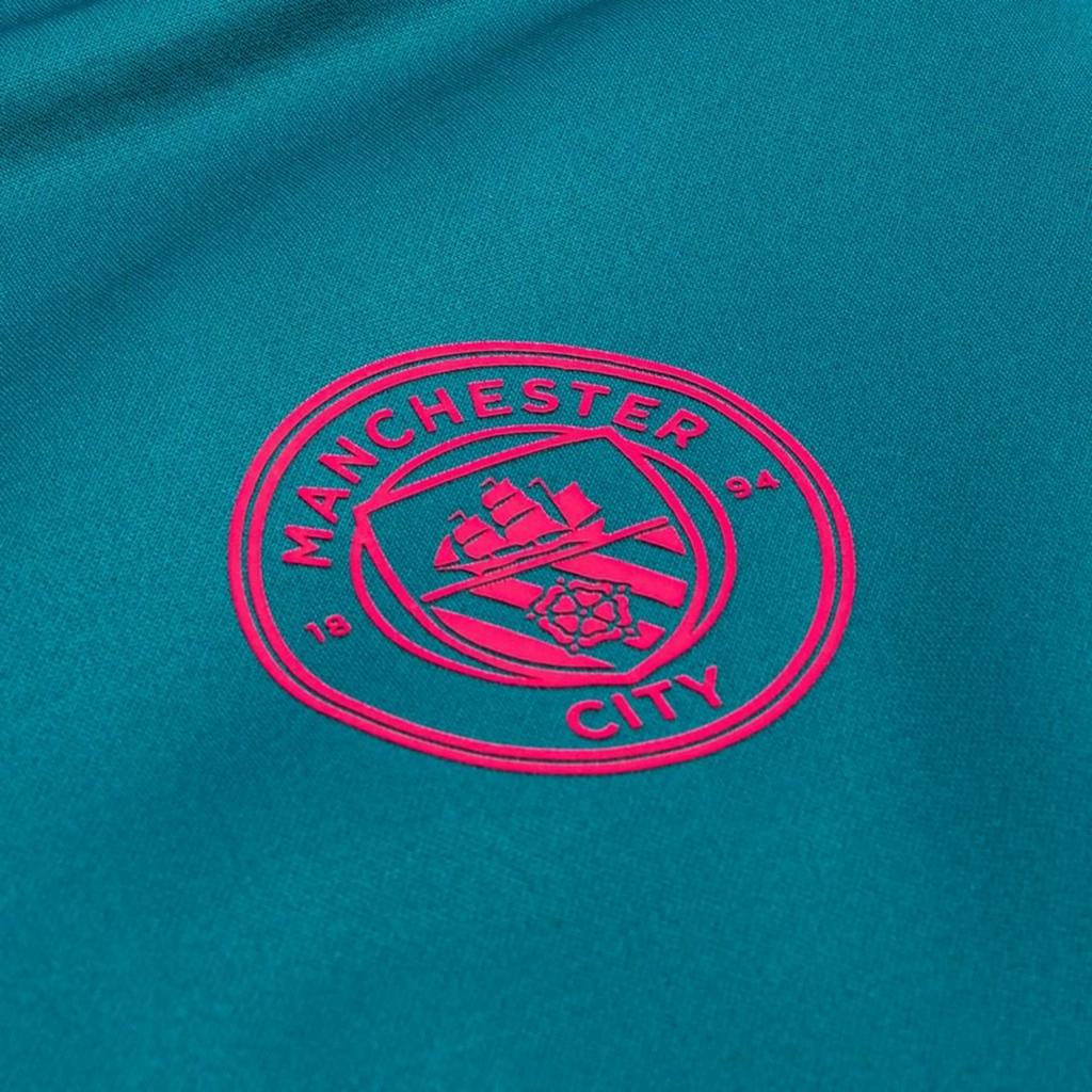 Puma Mufc Manchester City Football Club Logo Print Half-Zip Pullover Langarm T-Shirt Herren Tops Blau 764574-15