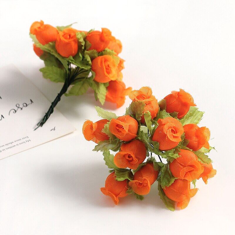 12/36/72/144PCS Rose Artificial Flowers Bouquet Fake Flowers for Home Decor Christmas Party Wedding Decoration Wreath Accessory