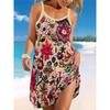 Robe d'été pour femme avec motif floral imprimé 3D et bretelles imprimées