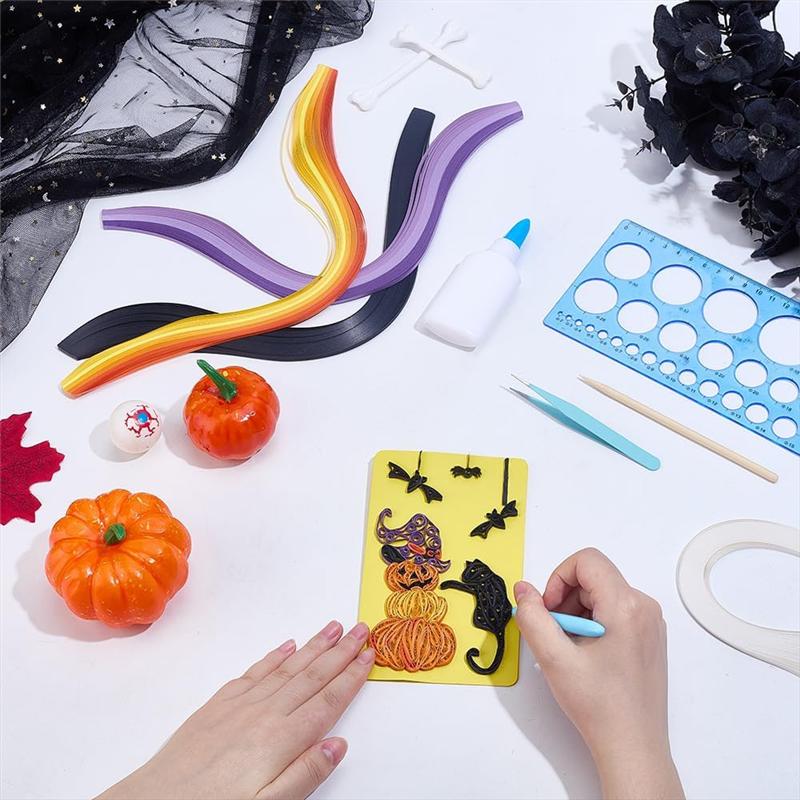 Happy Halloween Greeting Card Making Kit 20 Sets Halloween Paper-Quilling Kit For Adult Beginner For Party Decor