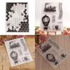 Train Transparent Stamp Railway Clear Stamp Seals Hot Air Balloon Silicone Stamp for Photo Album Scrapbooking Decoration