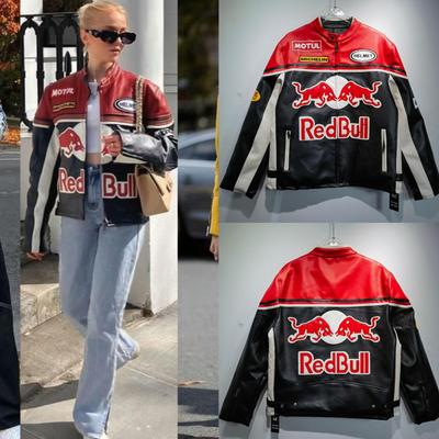 American-Style F1 Racing Motorcycle PU Leather Jacket with Cotton Padding - Short Harley Riding Suit
