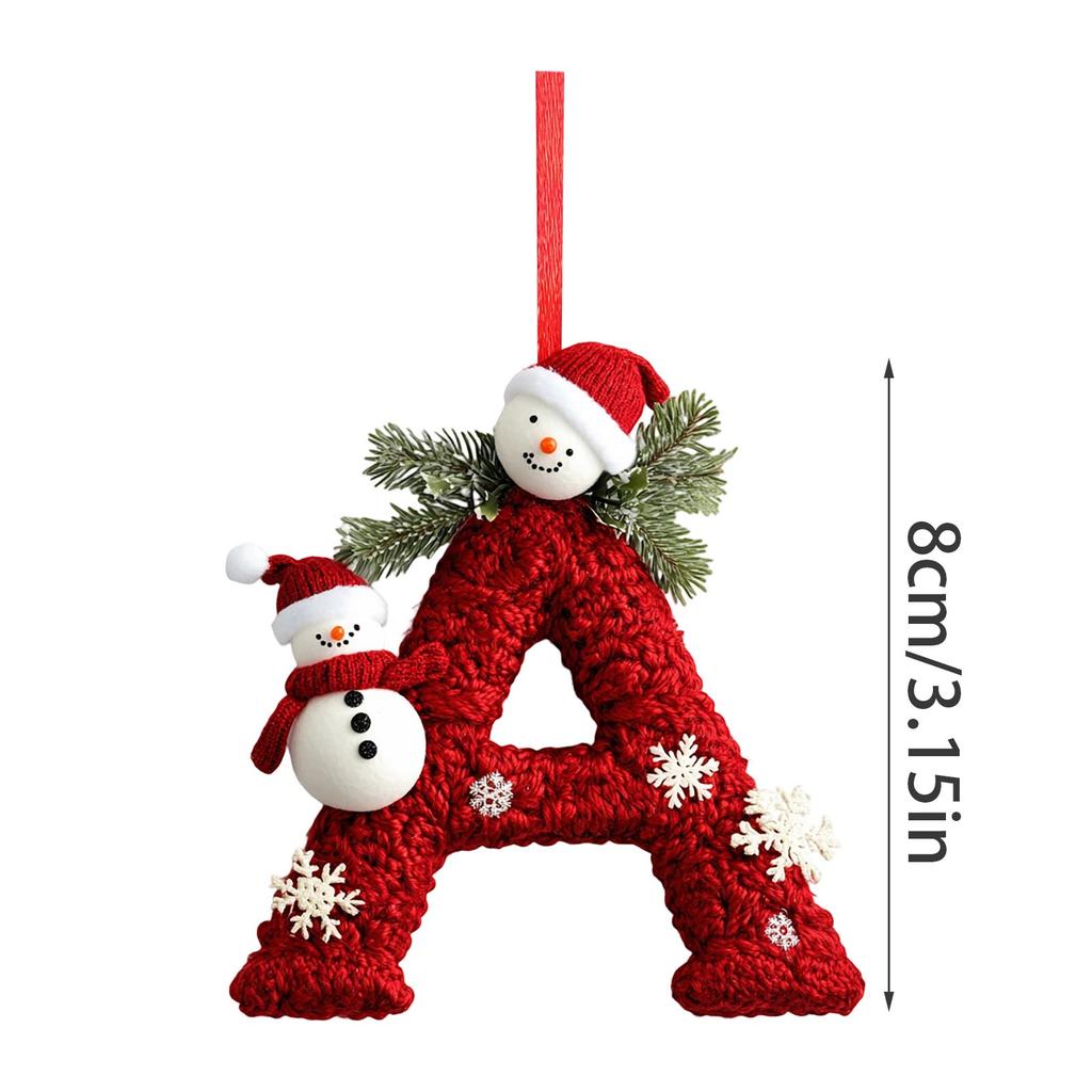 Christmas Ornament 2D 26 Letter Snowman Christmas Decoration Xmas Tree Decor Festive Letter Hanger Holiday Decor