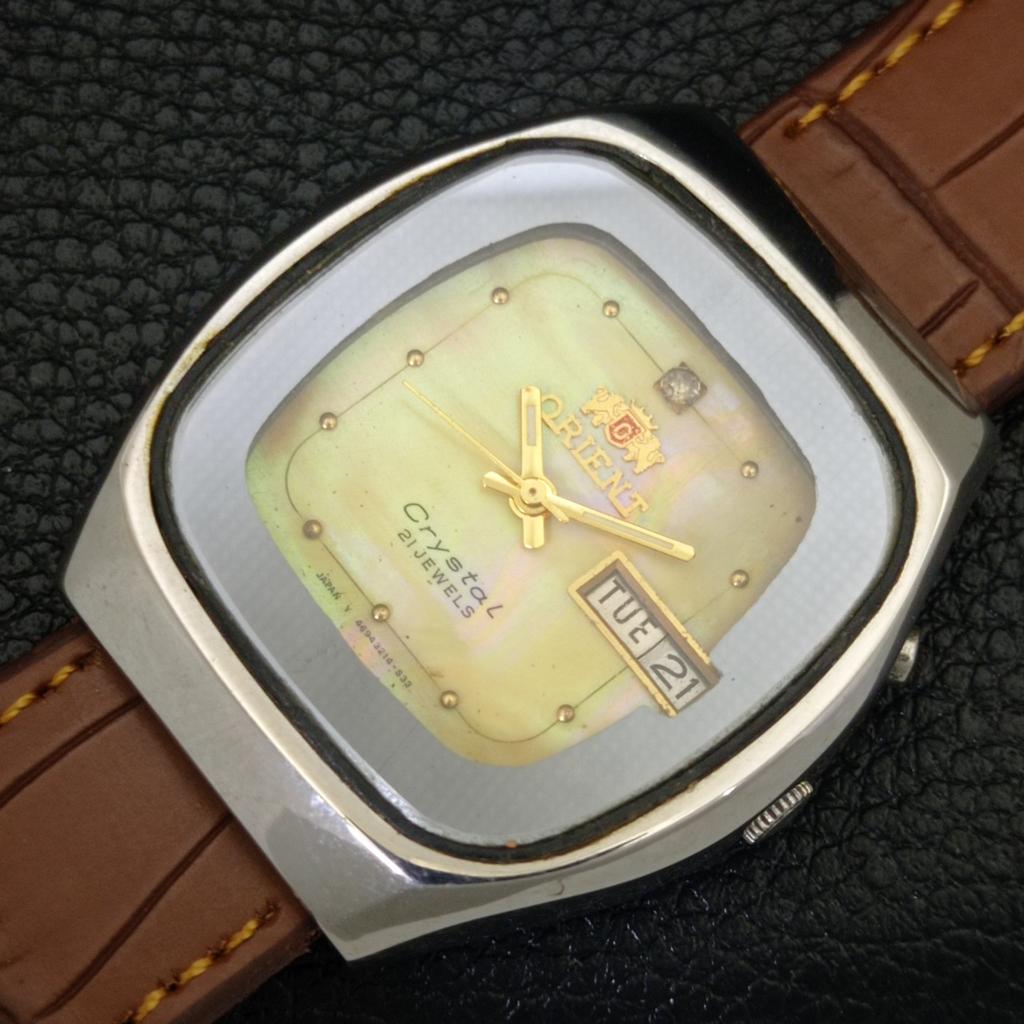 VINTAGE ORIENT CRYSTAL AUTOMATIC JAPAN 46941 MENS ORIGINAL DIAL WATCH A703340-1