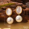 Niche Design Sense Geometric White Shell Square Zircon Earrings New Summer Geometric Earrings Niche Temperament Earrings