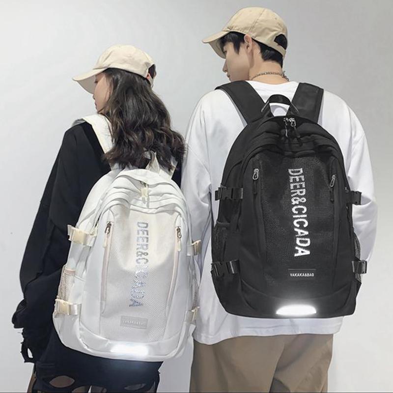 Unisex Schoolbag Female Bags College Student Simple Leisure Travel Computer Backpack with Cute Pendant Large Capacity Backpacks for School