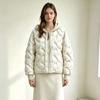 Autumn and winter new knitted hooded white duck down jacket women's short European loose versatile wool sleeve jacket