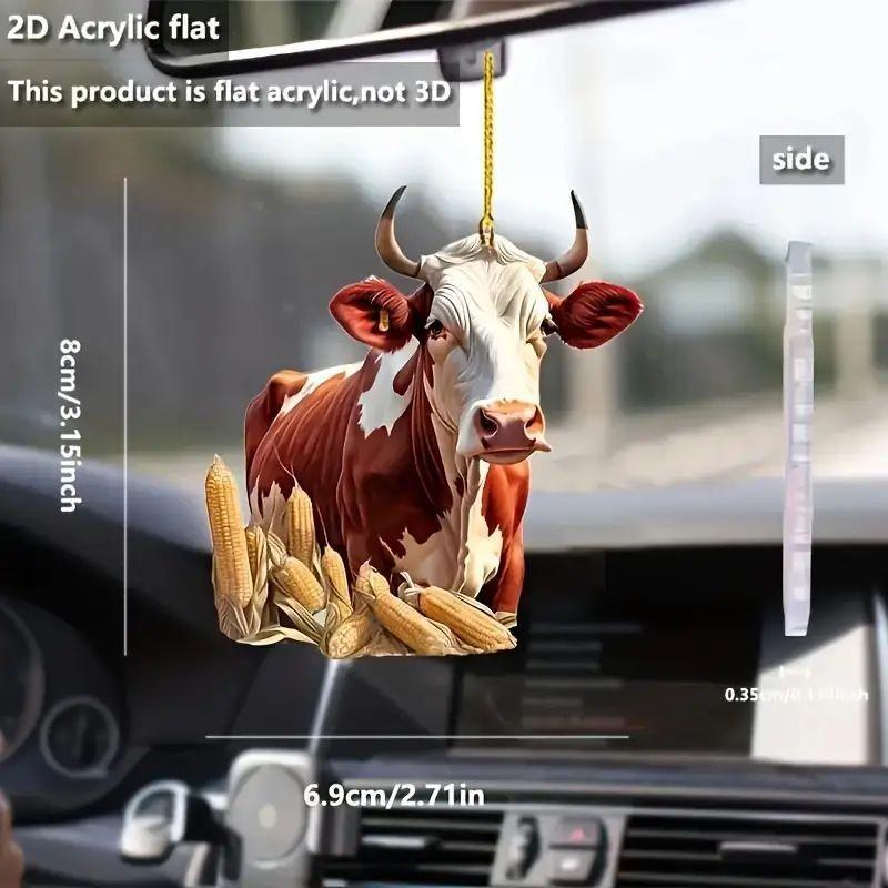 Playful Cow Acrylic Car Hanging Ornament For Bright Christmas Tree And Home Accents