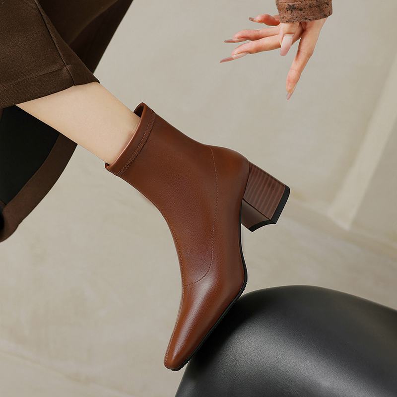 Krazing Pot Mikrovlákno Zimní Střední Podpatky Chelsea Boty Dámské Zip Velikost 43 Street Wear Strečové Kotníkové Boty