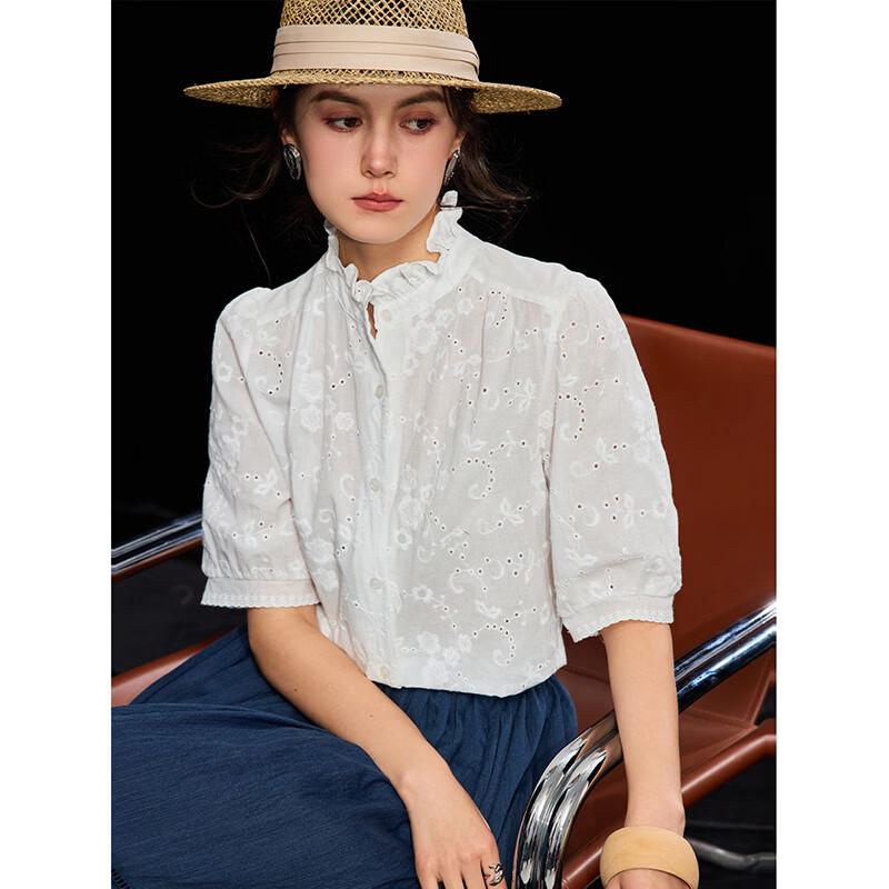 Women's Summer Embroidered Cotton Lace Blouse