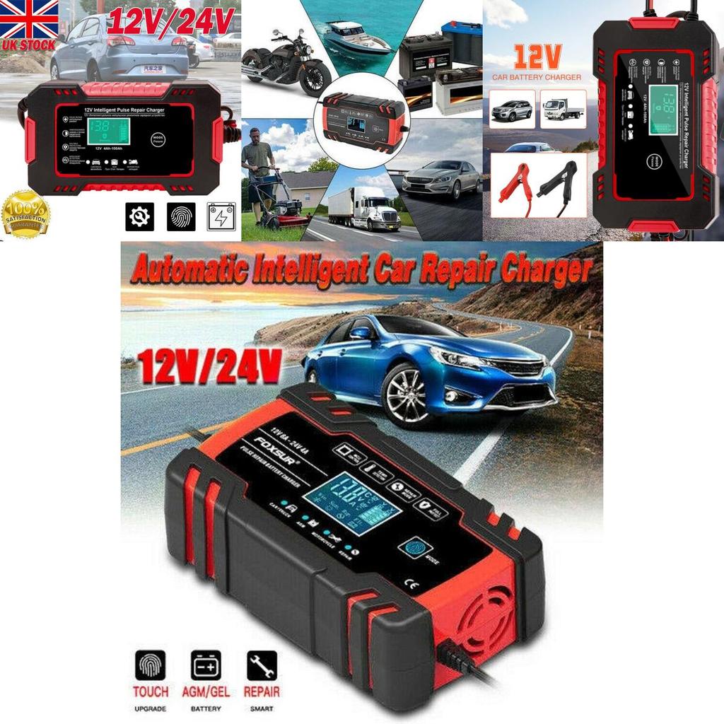 12v 24v Smart Automatic Car Battery Charger Fast Charge For Agm/gel Batteries