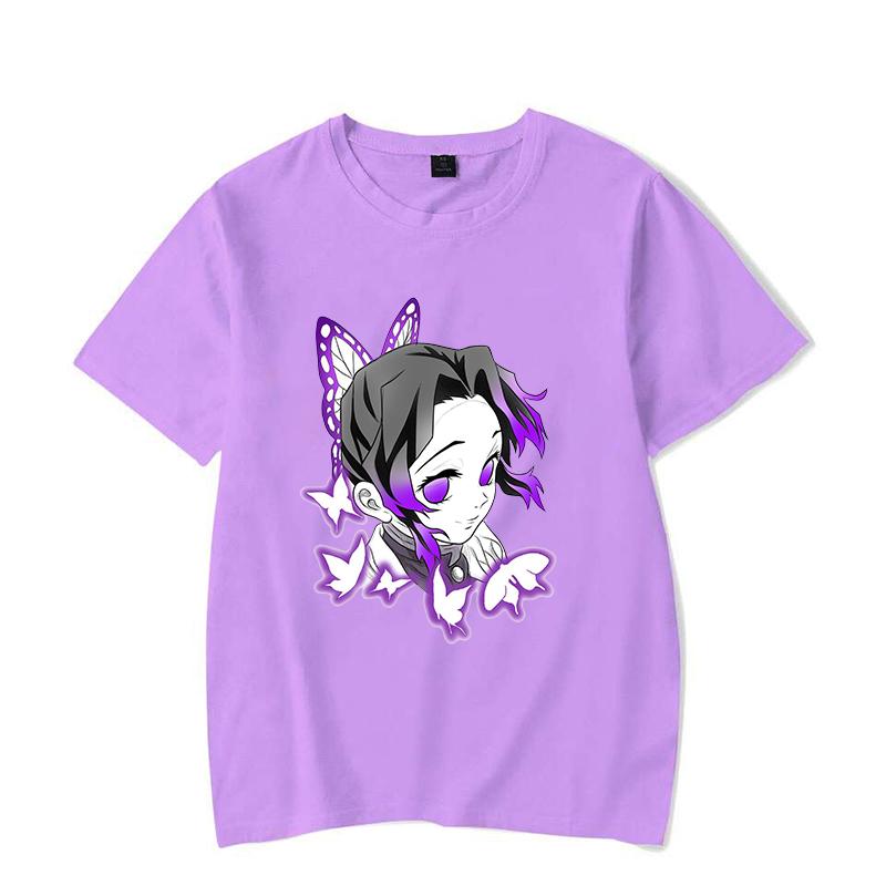 New Hot Anime Kochou Shinobu Print T Shirt Women Men Short Sleeve Tops Tees Summer Fashion Loose Casual T-shirt