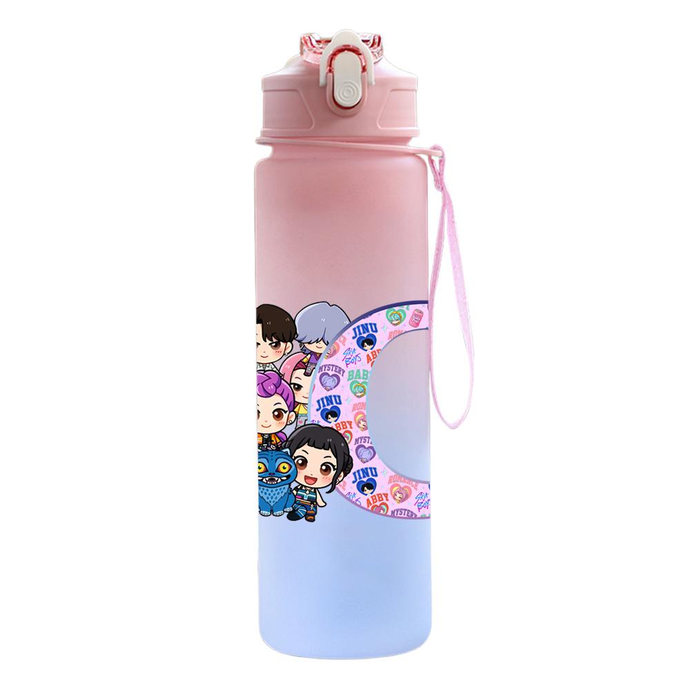 26 English Letter 750Ml Water Bottle K-Pop Demon Hunters Printed Large Capacity Drinking Cup Portable Outdoor Sports Water Cup Children Kid Gift