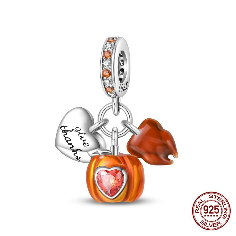 Charms Copper Pumpkin & Carriage Charms Beads Fits Women'S 3Mm Original Bracelet Necklace Diy Fine Jewelry Gifts