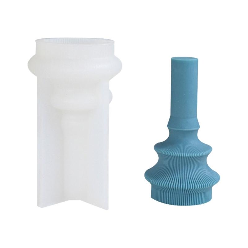 Silicone Gypsum Molds Striped Candle Holder DIY Mold for Candle Mold Handmade Craft Soap Clay Mould Cake Decorating