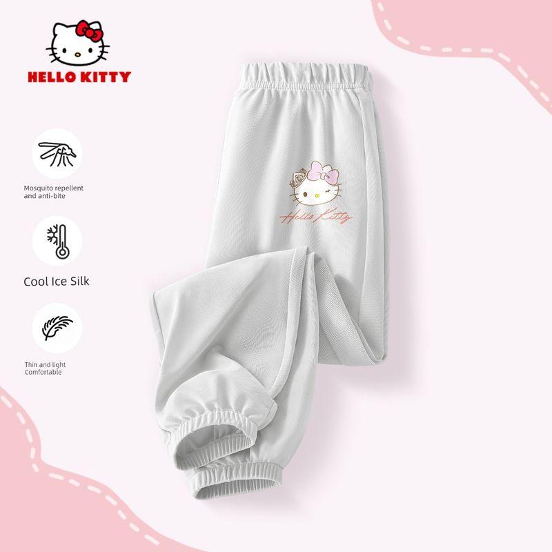 Hello Kitty Girls' Pants Summer Ice Silk Children's Quick-Drying Pants Stylish Children's Clothing Long Pants Girls' Mosquito-Proof Pants