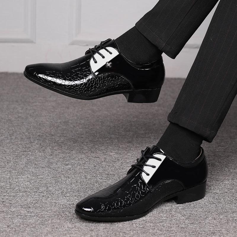 Luxury Men's Brogue Shoes Crocodile Skin Square Toe Men Dress Shoes Business Office Flats Elegant Men Party Wedding Shoes