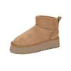 XD2 leather home fleece short boots thick-soled snow boots women's plush cotton slippers