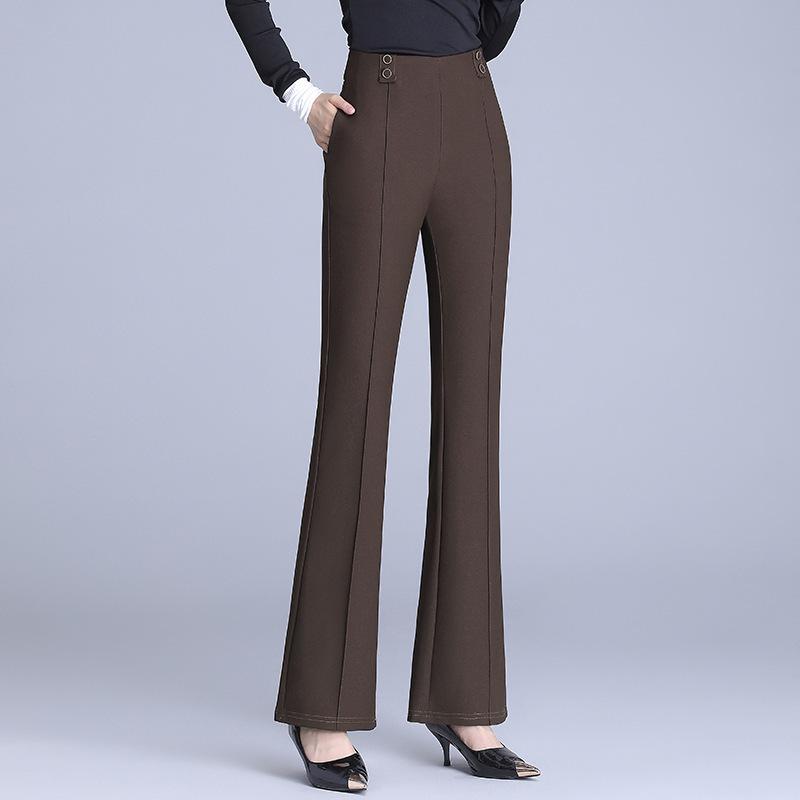 Brand Elastic Back Waist Casual Micro-Pull Pants Women'S Autumn New Fashion Simple Slim And Thin Commuter Trousers
