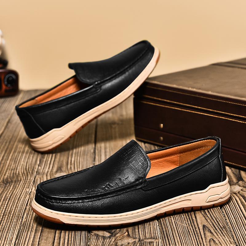 Fashion Genuine Leather Men Loafers New Summer Man Casual Shoes Soft Soled Slip on Flats Outdoor Walking Shoe Fashion Business Moccasins