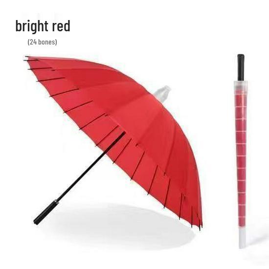 Rainbow 24-Rib Windproof Dual-Use Umbrella - Business, Sunny & Rainy Shade, Double Person, Straight Handle, Sun Protection.