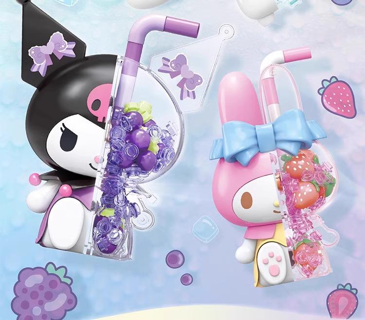 Sanrio Building Block Figures: Kuromi & Hello Kitty Ornaments (1323-26) Holiday Gifts