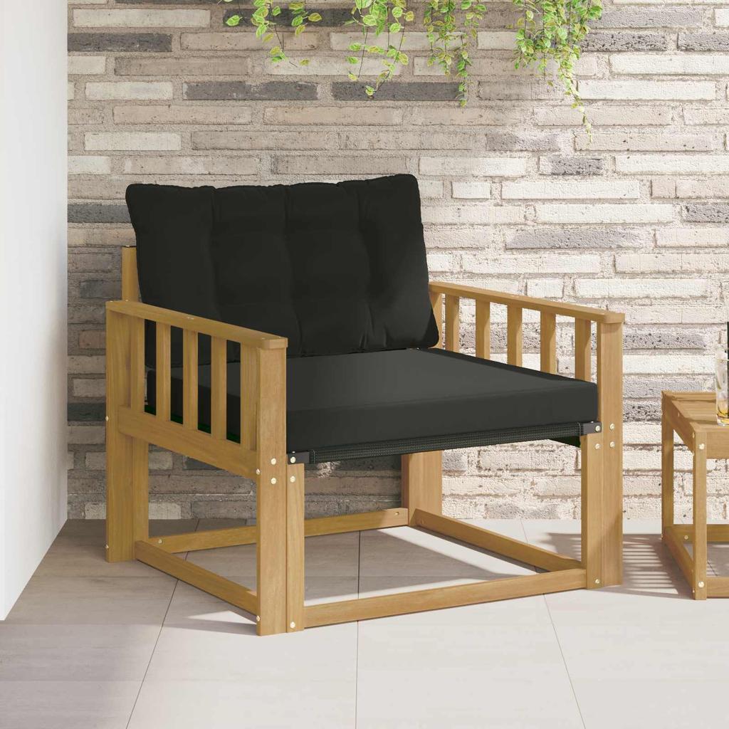 Outdoor Sofa Set Solid Acacia Wood and Textilene White