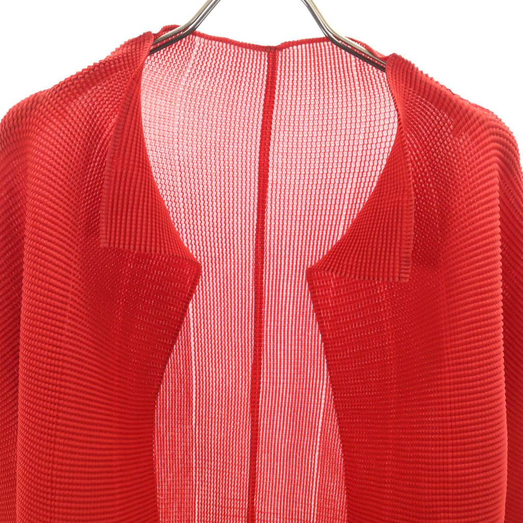 Me ISSEY MIYAKE 90er Jahre Alt Langarm Plissierte Strickjacke Rot Damen Gebraucht
