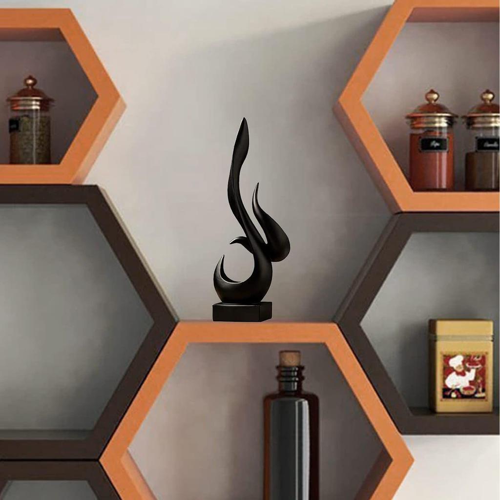 Home Décor Fire Shape Table Decorating Matte Finish Ceramic Figures - (Black)