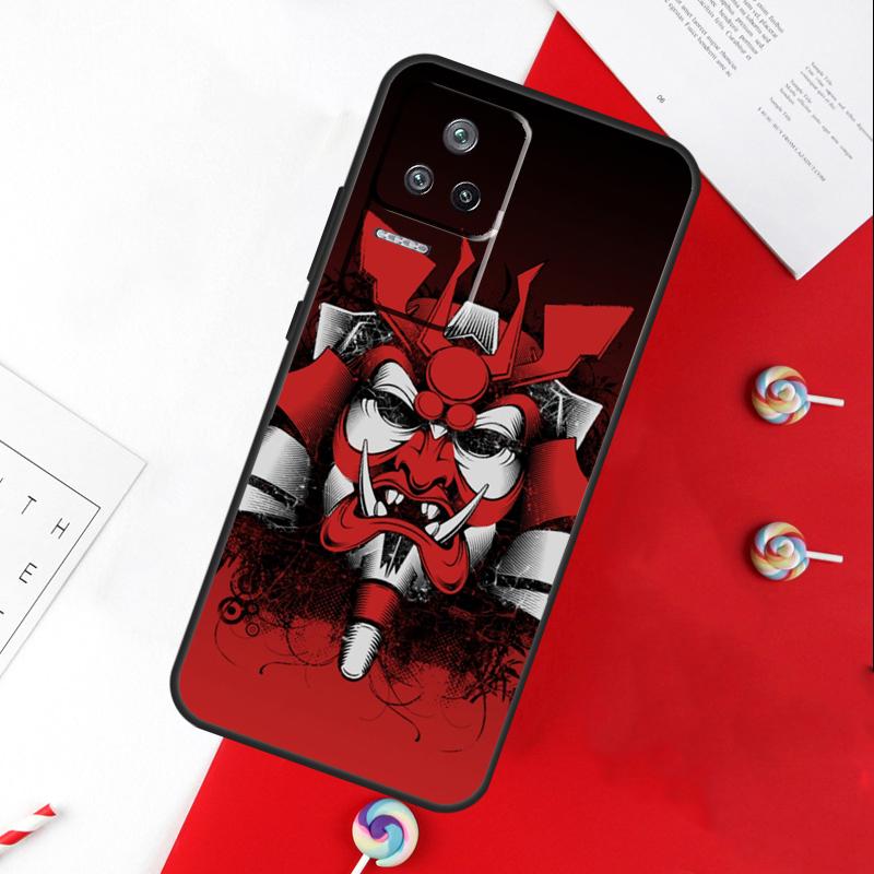 Samurai Mask Warrior Helmet Cover For Xiaomi 15 Ultra 13 14 11T 12T 13T 14T Pro POCO X7 Pro X3 X5 X6 M6 F5 F6 Pro Case