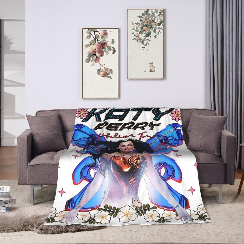 Perry Tour 2025  Katy Butterfly Blanket  Super Warm Street Trend Plush Throw Blanket For Outdoor Flannel Bedspread Bed Cover