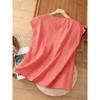 Womens Casual Fashion Sleeveless Linen Cotton Blouse Shirt