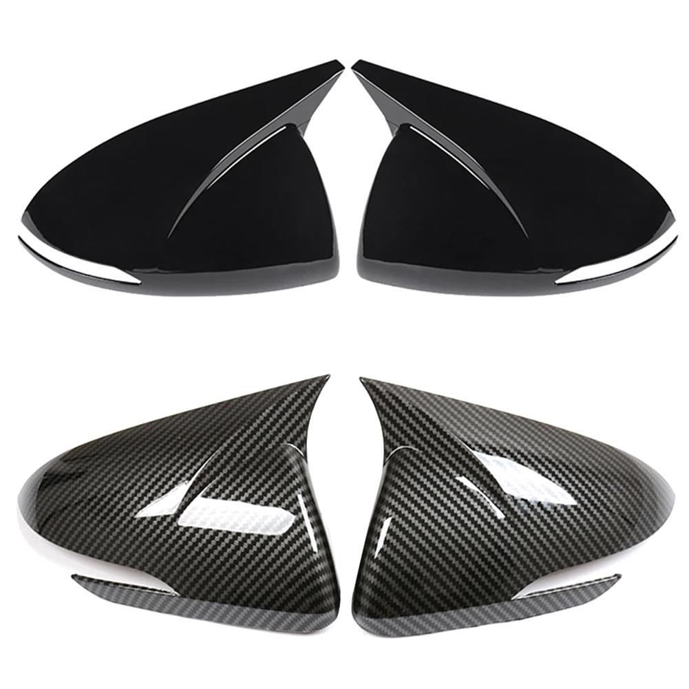 2X Carbon Fiber Car Rearview Mirror Cover Side Door Mirror Shell Decoration Trim for Hyundai Elantra AD 2016 2017