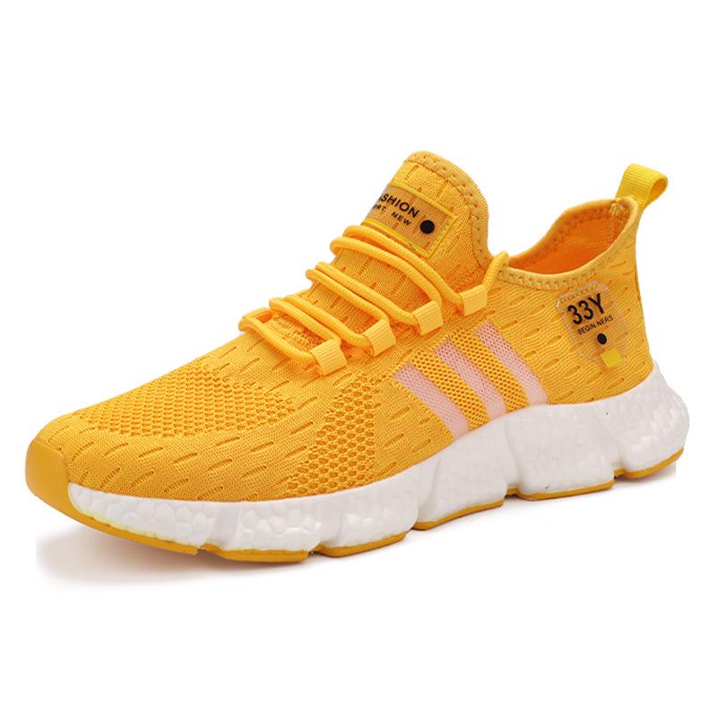 Seventeen-Color Versatile Plus Size Men's Flyknit Sneakers with Breathable Mesh and Popcorn Sole