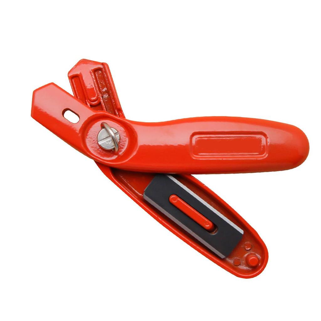 Orange Heavy-Duty Metal Utility Knife - Fixed Blade for Cutting Carpet, Leather, and Paper with 5 Blades.