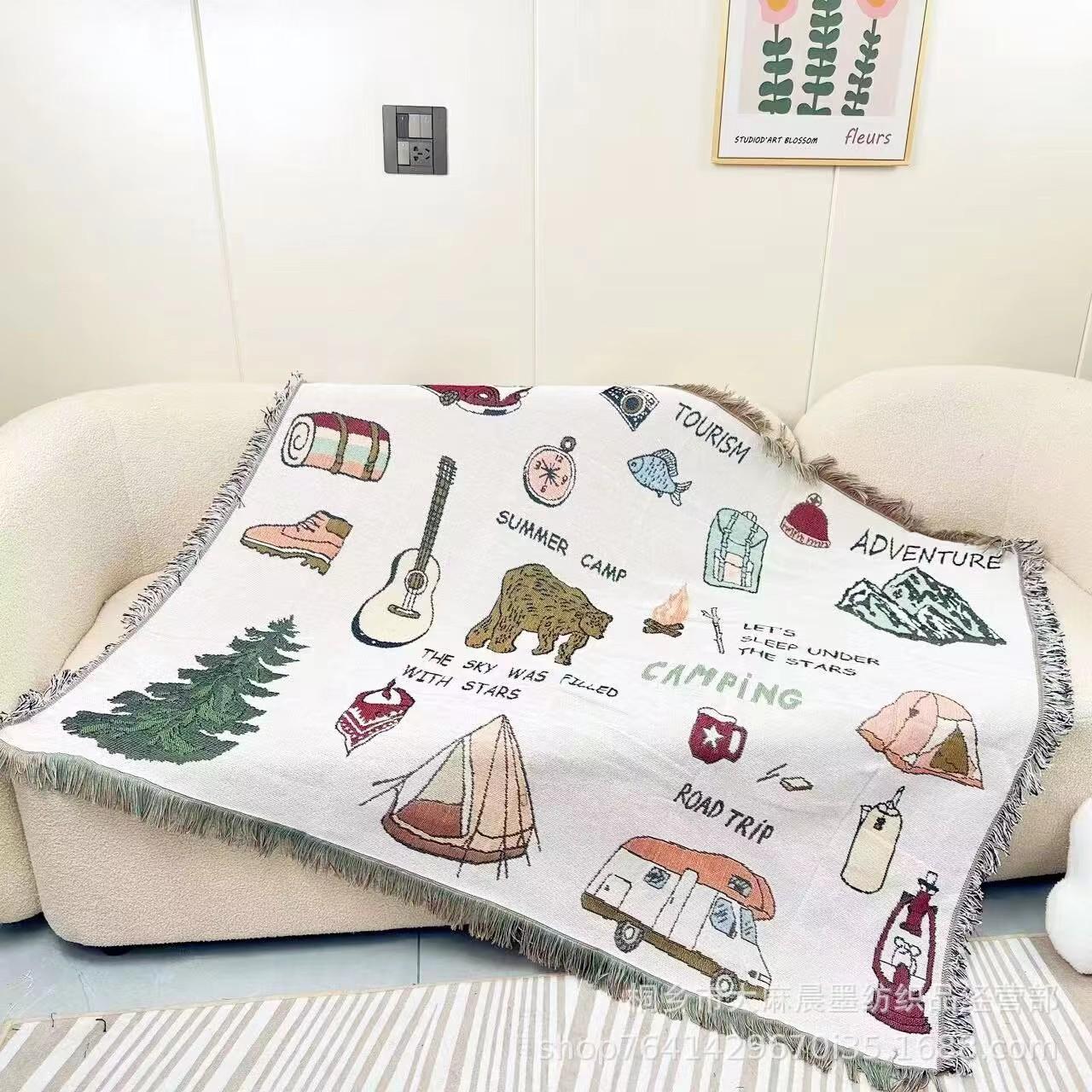American Retro Bohemian Sofa Blanket Tapestry Tapestry Camping  Blanket 130*160cm