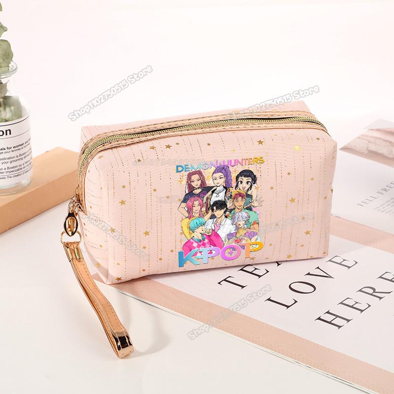 Borsa per Cosmetici Demon Hunters KPop Rumi Mira Zoey Borsa Clutch per Trucco da Ragazza Organizzatori per Pennelli da Trucco da Viaggio da Donna Necessaire