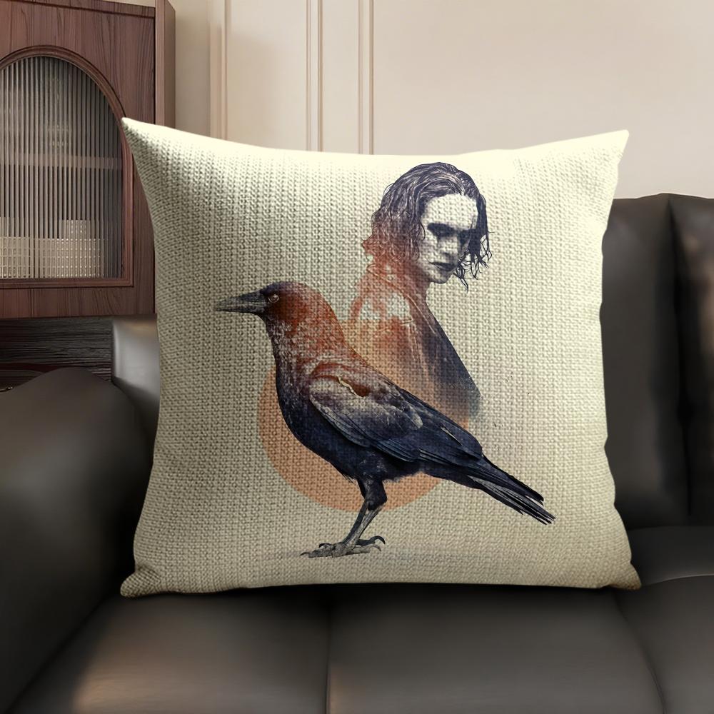 T-The C-Crow Movie Cushion Cover Natural Linen Organic Fabric Double-Sided Printing Sofa Home Decor Gift Pillow Case