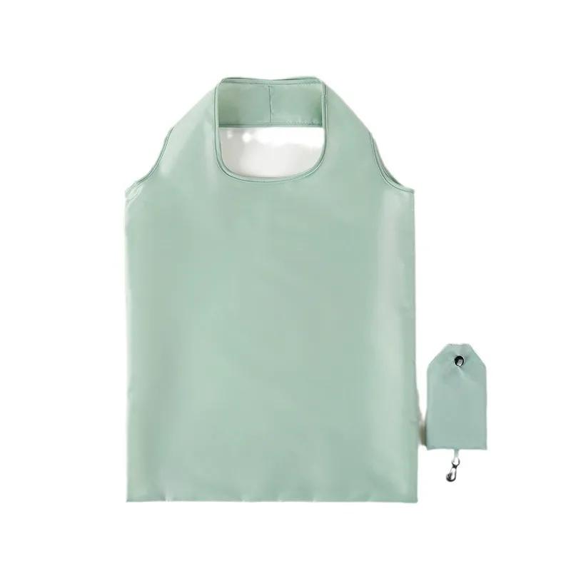Shopping Bag for women men Solid Color Eco-friendly Folding Reusable Portable Shoulder Handbag Polyester for Travel Grocery