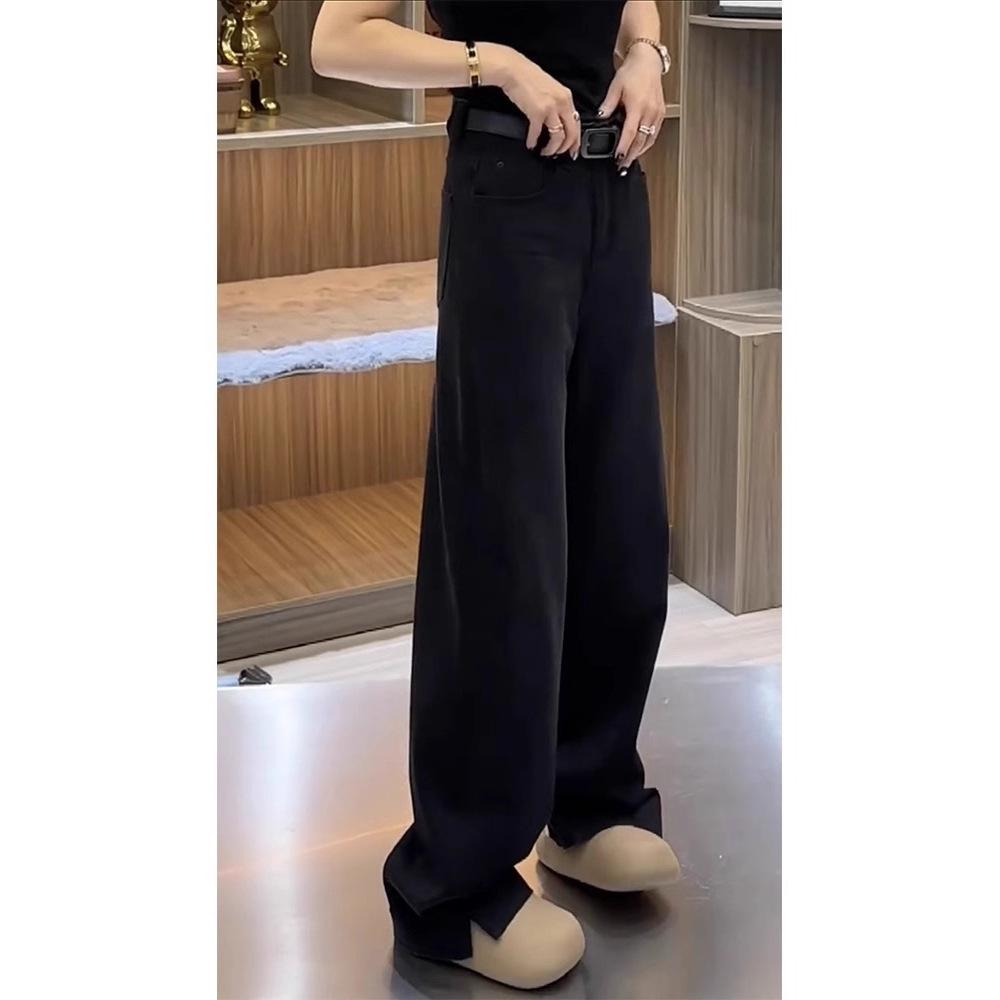 2025 Women's High Waist Retro Micro Flare Wide Leg Jeans - Plus Size, Slimming, Loose, Floor-Length for Spring/Autumn