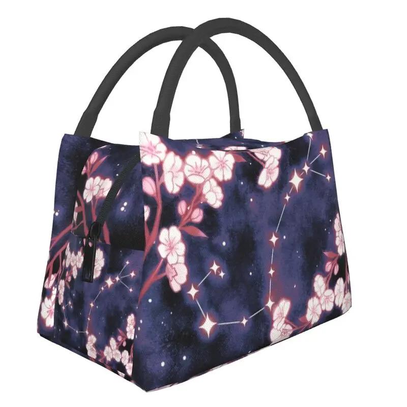 Cherry Blossom Insulated Lunch Tote Bag for Women Sakura Cherry Blossom Cherry Portable Thermal Cooler Food Lunch Box Travel
