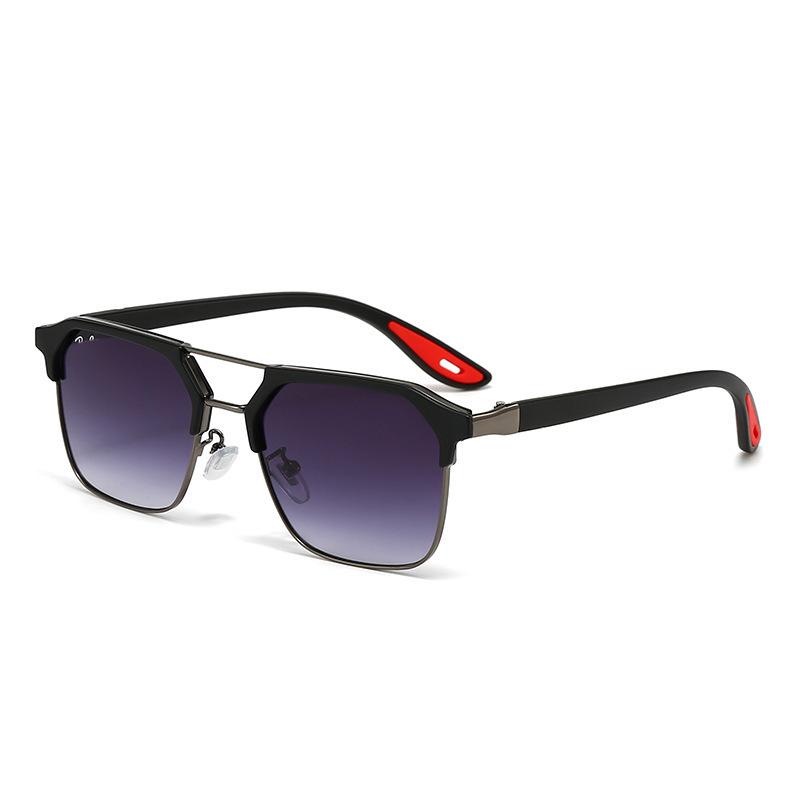 Gafas de Sol Poligonales de Media Montura Gafas de Sol Retro Gafas de Conducir Sin Graduación Parasoles Avanzados para Exteriores