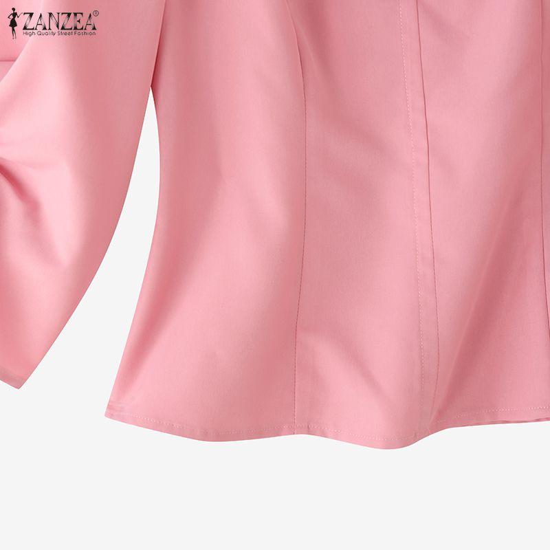 ZANZEA Women Casual Round Neck 3/4 Sleeve Elegant Blouse