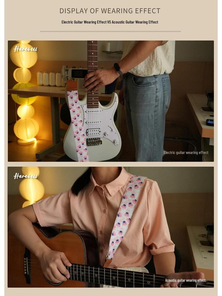 Kapok Flower Pattern Pink Guitar Crossbody Strap PO-020