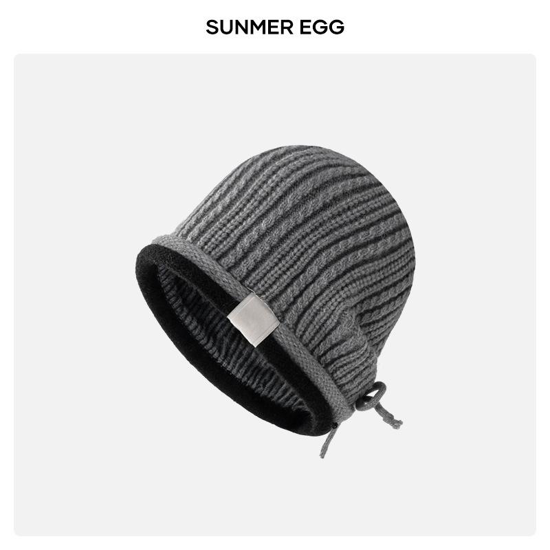 

Autumn and winter hats men s and women s fashion bag head stacking hat warm confinement hat single-layer pullover hat knitted wool hat сірий колір