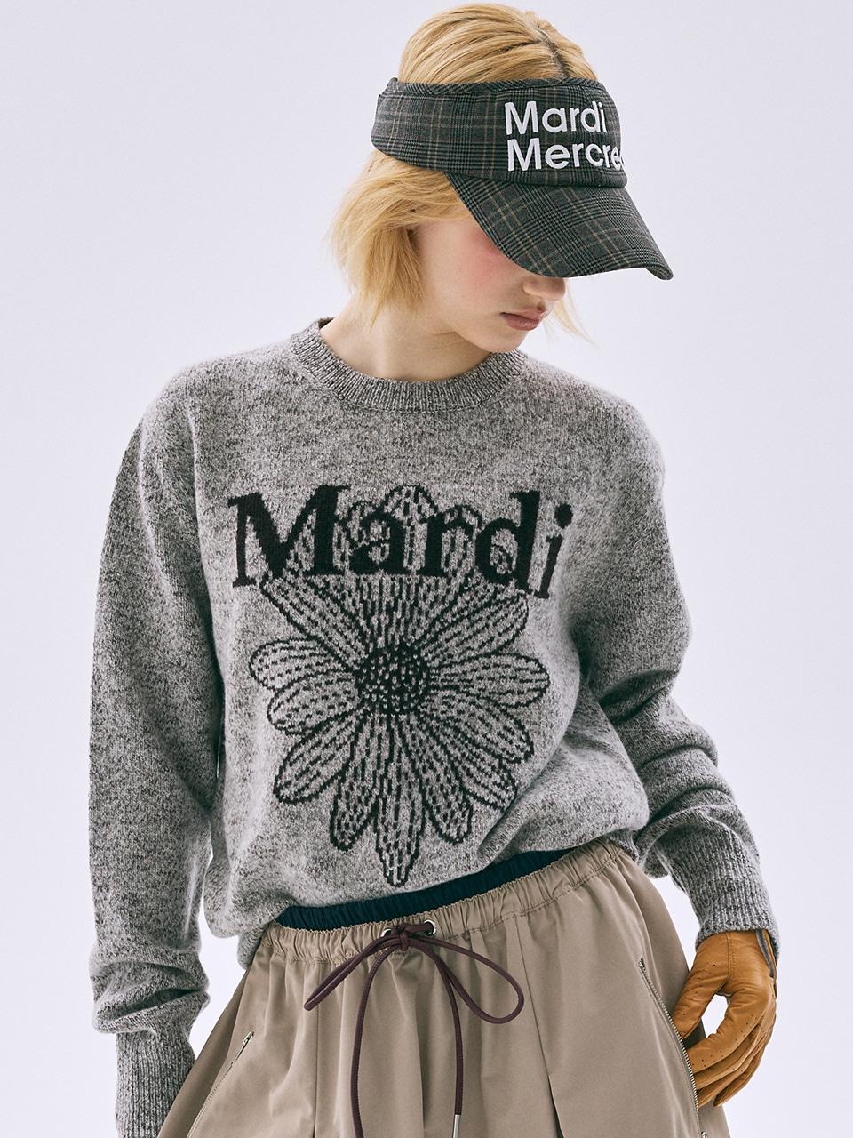 [mardimercredi] TWEED MARDI FLOWER KNIT PULLOVER FREE