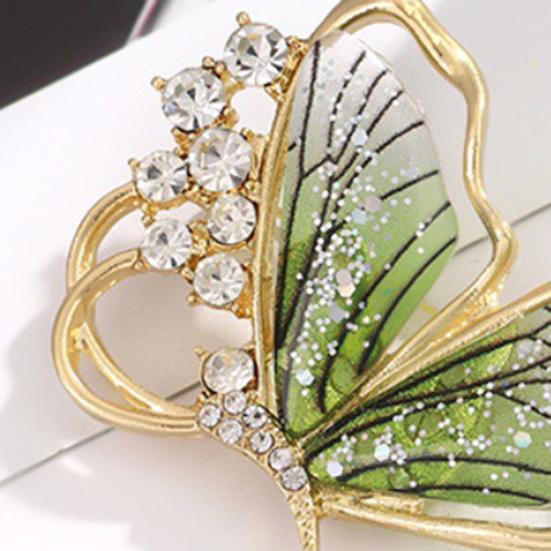 Broche Femme Forme Papillon Faux Sac Perle Acier Inoxydable Antidérapant Strass Col Manteau Chapeau Écharpe